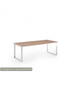 Scrivania direzionale ciliegio arabis 210x90xH.74 cm gamba ad anello effetto cromato linea Flora Artexport - 902M/K