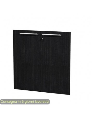 Coppia ante basse nero venato frassino 80x77 cm in melaminico con serratura linea Flora Artexport - 91067M/8