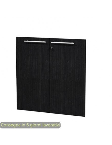 Coppia ante basse nero venato frassino 80x77 cm in melaminico con serratura linea Flora Artexport - 91067M/8