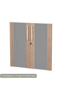 Coppia ante basse in vetro fumè e melaminico ciliegio arabis 80x77 cm con serratura Flora Artexport - 91068M/K