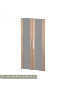 Coppia ante medie in vetro fumè e melaminico ciliegio arabis 80x153