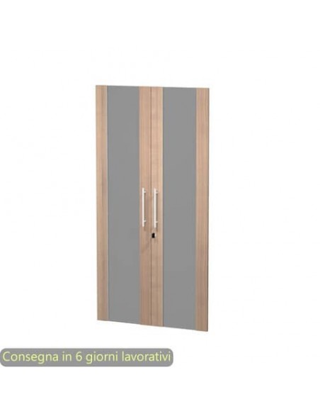 Coppia ante medie in vetro fumè e melaminico ciliegio arabis 80x153