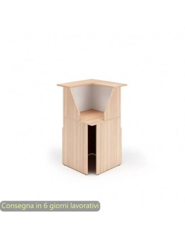 Bancone reception angolare 90° ciliegio arabis-bianco 76x76x117 cm in melaminico linea Musa Artexport - 2824-COR/K3