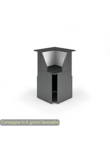 Bancone reception angolare 90° nero venato frassino-bianco 76x76xH.117 cm in melaminico Musa Artexport - 2824-COR/83