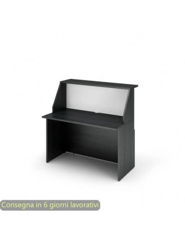 Bancone reception nero venato frassino-bianco -  120x76xH.117 cm in melaminico Musa Artexport - 2824-B12/83