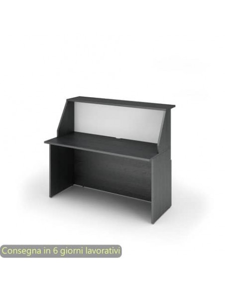 Bancone reception nero venato frassino-bianco -140x76xH.117 cm in melaminico Musa Artexport - 2824-B14/83