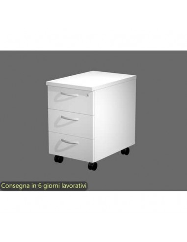 Cassettiera 3 cassetti bianco 44x60xH.60 cm con ruote e chiusura centralizzata