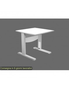 Scrivania piano bianco 80x80xH.73 cm con Modesty Panel gamba a L in metallo grigio alluminio Flex - URB/V-80 + MOD/3