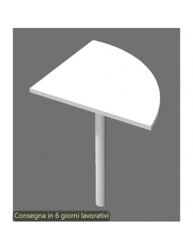 Raccordo angolare 90° bianco 80x80xH.73 cm gamba sezione tonda in metallo grigio alluminio Flex Artexport - 90E + 60011/3