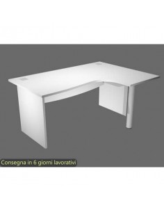 Scrivania ad angolo Compact piano bianco 160x120xH.73 cm gamba a pannello in melaminico + supporto metal lato destro