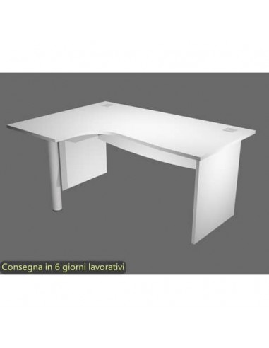 Scrivania ad angolo Compact piano bianco 160x120xH.73 cm gamba a pannello in melaminico + supporto metal lato sinstro