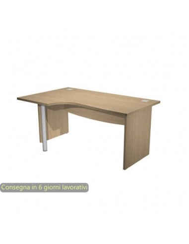 Scrivania ad angolo Compact piano rovere 160x120xH.73 cm gamba a pannello in melaminico + supporto metal lato sinstro