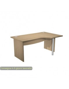 Scrivania ad angolo Compact piano rovere 180x120xH.73 cm gamba a pannello in melaminico + supporto metal lato destro