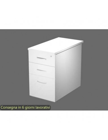 Cassettiera alta bianca 2 cassetti + 1 classificatore 44x80x73 cm complanare alle scrivania - montata - Flex CA80/3