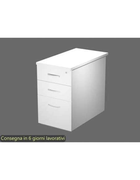 Cassettiera alta bianca 2 cassetti + 1 classificatore 44x80x73 cm complanare alle scrivania - montata - Flex CA80/3