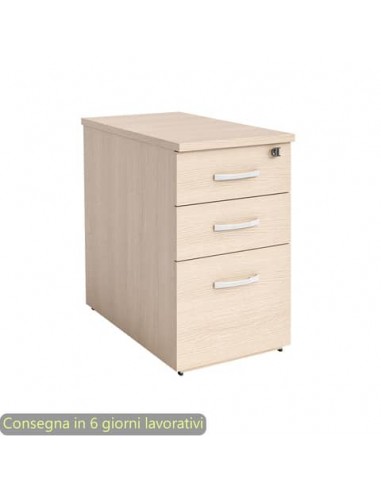Cassettiera alta rovere 2 cassetti + 1 classificatore 44x80x73 cm complanare alle scrivania - montata - Flex CA80/C