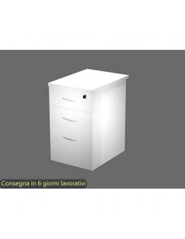 Cassettiera alta bianca 2 cassetti + 1 classificatore 44x60x73 cm complanare alle scrivania - montata - linea Flex