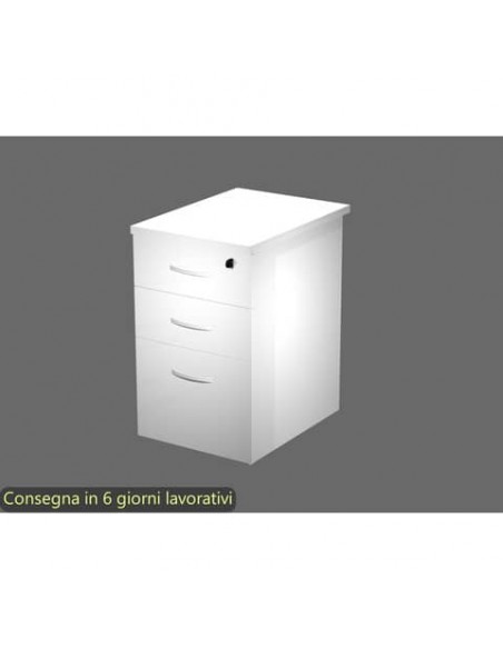 Cassettiera alta bianca 2 cassetti + 1 classificatore 44x60x73 cm complanare alle scrivania - montata - linea Flex