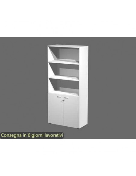 Armadio alto con 2 ante basse bianco in melaminico 90x45