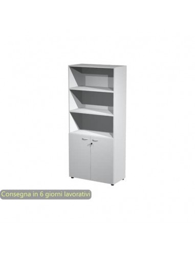 Armadio alto con 2 ante basse grigio in melaminico 90x45