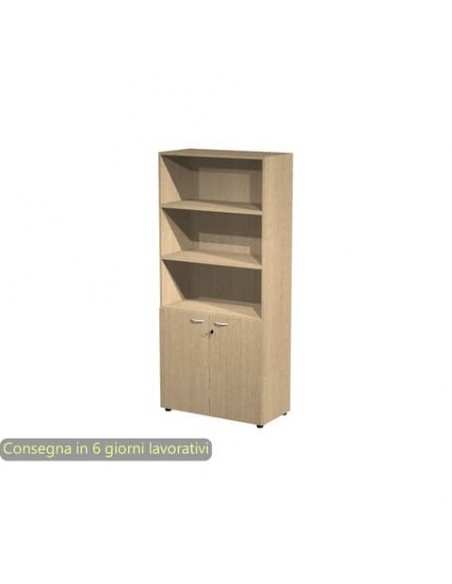 Armadio alto con 2 ante basse rovere in melaminico 90x45