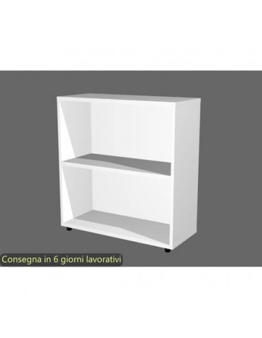 Libreria bassa componibile bianca doppia larghezza 76x32xH.81