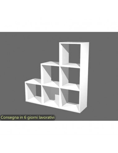 Libreria componibile 6 caselle a scalare bianca 104x29