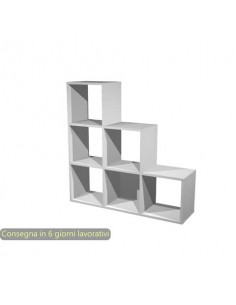 Libreria componibile 6 caselle a scalare grigio alluminio 104x29