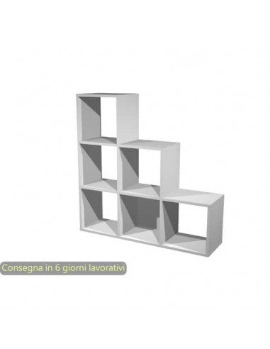 Libreria componibile 6 caselle a scalare grigio alluminio 104x29