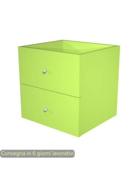 Coppia di cassetti verde neon per libreria componibile Maxicolor Artexport 32