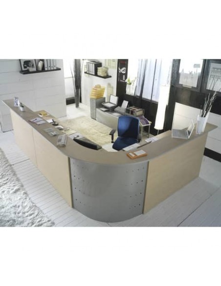 Scrivania Reception Frensy EMOTION fianchi a pannello 96x96x72/125 cm rovere con sopralzo - UEMANRSA9