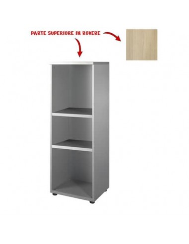 Mobile medio a giorno Frensy Spirit 2 ripiani 45x45x130 cm rovere - struttura grigio - USPRM134