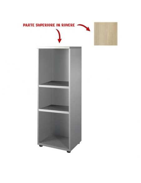 Mobile medio a giorno Frensy Spirit 2 ripiani 45x45x130 cm rovere - struttura grigio - USPRM134
