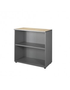 Mobile basso a giorno Frensy Spirit 1 ripiano doppia larghezza 90x45x90 cm top rovere - struttura grigia - USPRM99