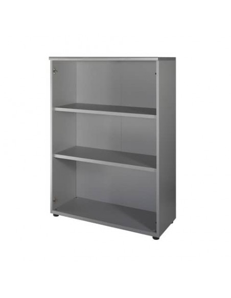 Mobile medio a giorno Frensy Spirit 2 ripiani doppia larghezza 90x45x130 cm top rovere - struttura grigia - USPRM139