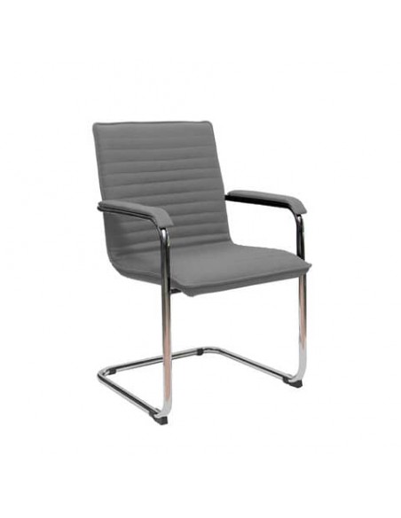 Sedia visitatore su slitta Unisit Cyndy CNS - rivestimento ignifugo grigio scuro - con braccioli - CNS/IT