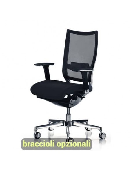 Sedia semidirezionale girevole Unisit Concept COT - schienale in rete - rivestimento ecopelle nero - COT/KN