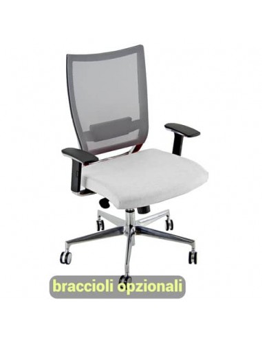 Sedia semidirezionale girevole Unisit Concept COT - schienale in rete - rivestimento ecopelle bianco - COT/KQ