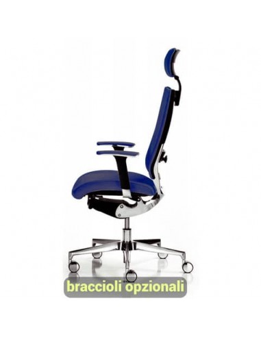 Sedia semidirezionale girevole Unisit Concept COTPG ergonomica con poggiatesta rivestimento fili luce blu - COTPG/F11