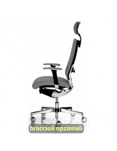 Sedia semidirezionale girevole Unisit Concept COTPG ergonomica con poggiatesta rivestimento ecopelle grigio COTPG/KG