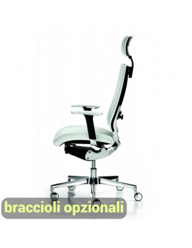 Sedia semidirezionale girevole Unisit Concept COTPG ergonomica con poggiatesta rivestimento pelle bianco - COTPG/PQ