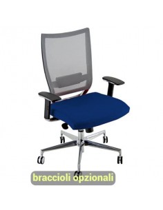 Sedia semidirezionale girevole Unisit Concept COTXL schienale in rete grigio - rivestimento fili luce blu - COTXL/F11