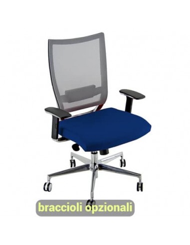 Sedia semidirezionale girevole Unisit Concept COTXL schienale in rete grigio - rivestimento fili luce blu - COTXL/F11