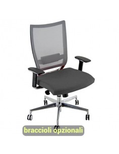 Sedia semidirezionale girevole Unisit Concept COTXL schienale in rete grigio - rivestimento fili luce grigio COTXL/F14