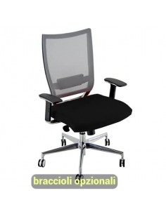 Sedia semidirezionale girevole Unisit Concept COTXL schienale in rete grigio - rivestimento pelle nero - COTXL/PN