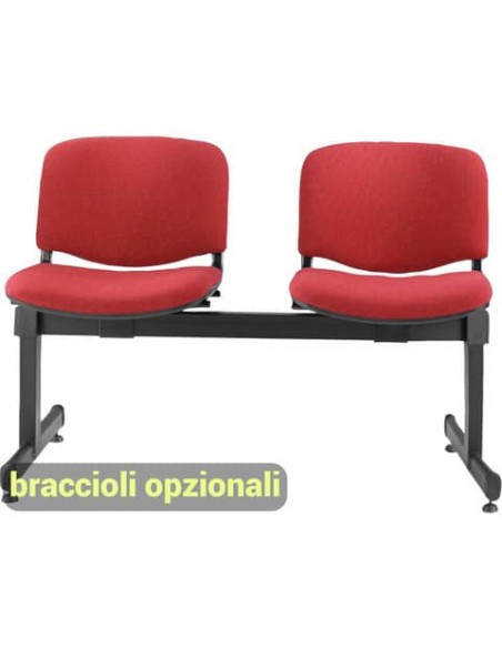 Panca 2 posti attesa Unisit Dado D52P - rivestimento Eco rosso D52P/ER