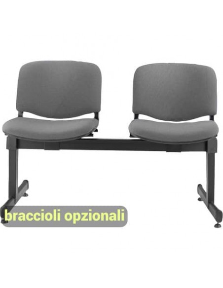Panca 2 posti attesa Unisit Dado D52P - rivestimento Eco grigio scuro D52P/ET