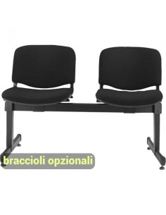 Panca 2 posti attesa Unisit Dado D52P - rivestimento ignifugo nero D52P/IN