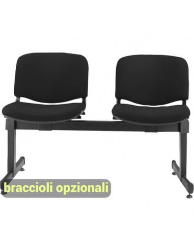 Panca 2 posti attesa Unisit Dado D52P - rivestimento ignifugo nero D52P/IN