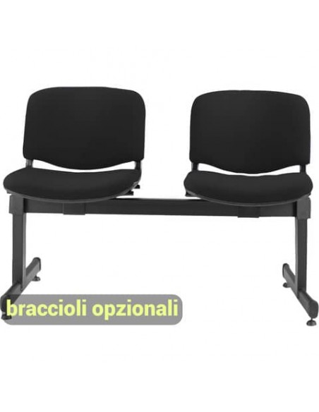 Panca 2 posti attesa Unisit Dado D52P - rivestimento ignifugo nero D52P/IN
